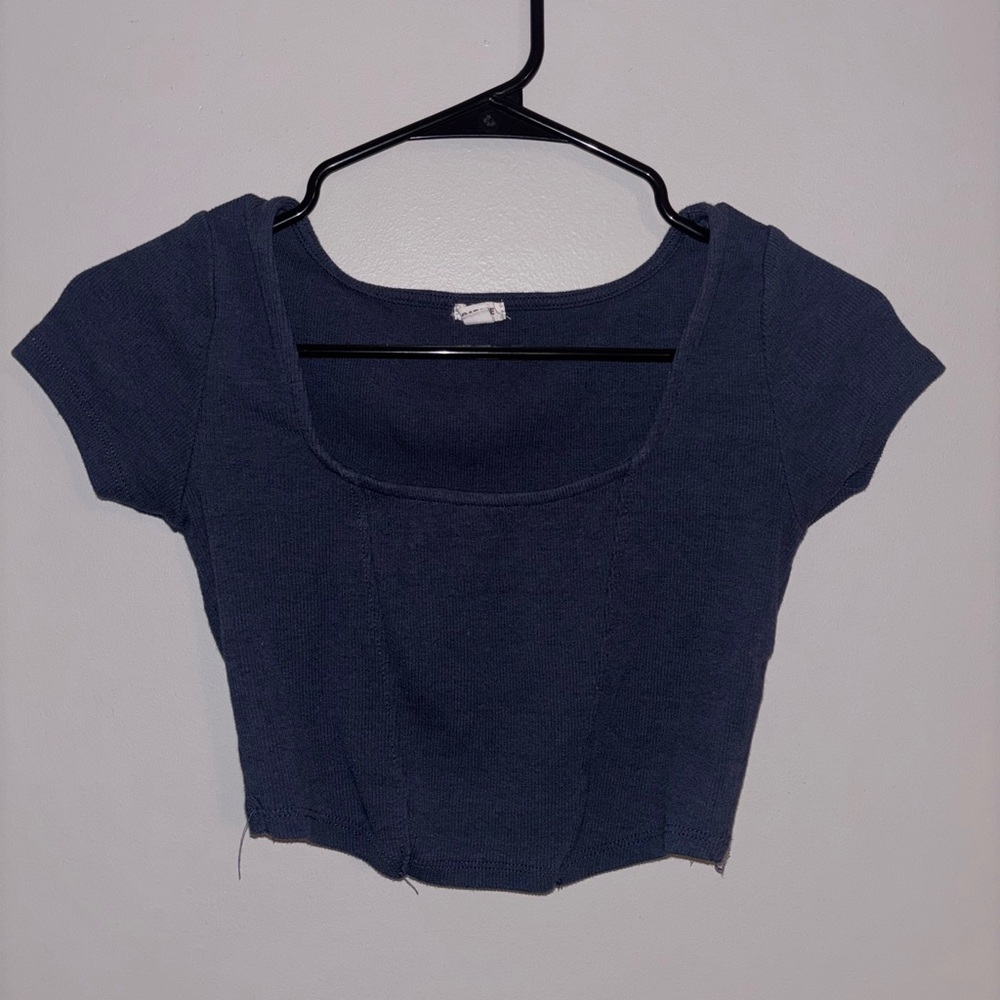 Dark Blue Garage Crop Top